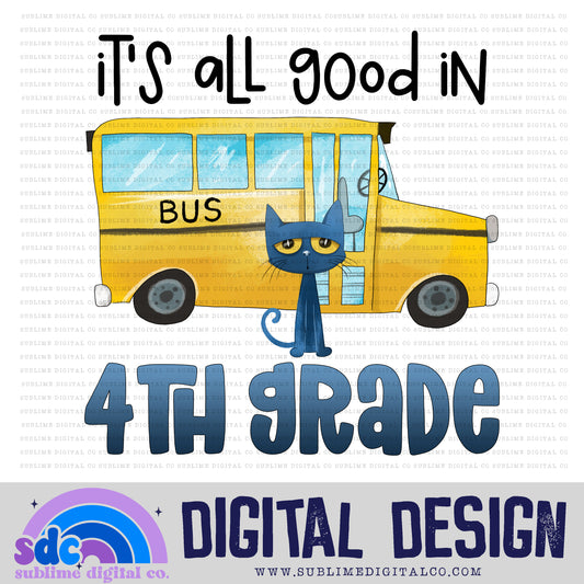 4th Grade • Blue Cat • Instant Download • Sublimation Design