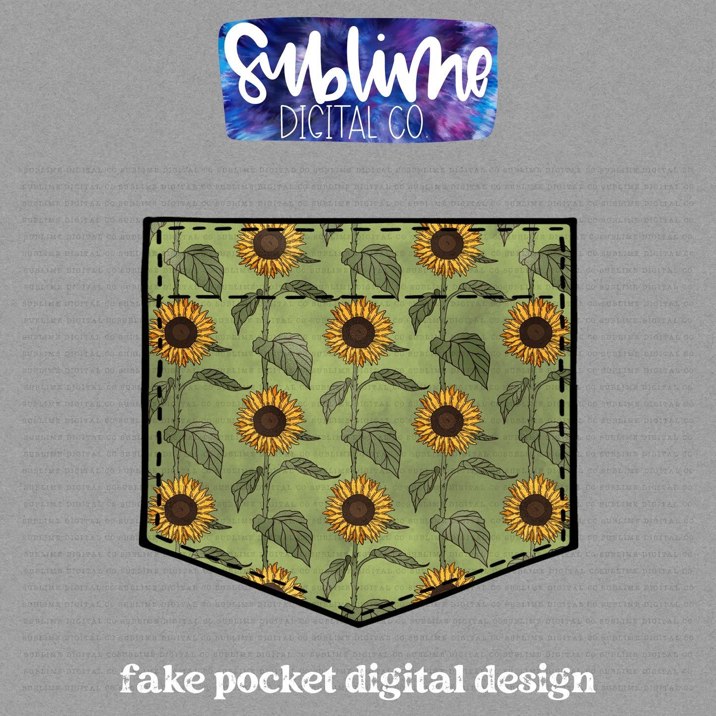 Sunflowers • Fake Pocket • Instant Download • Sublimation Design