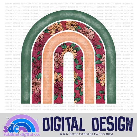 Pink Orange Green Floral • Rainbow • Elements • Digital Design • Instant Download • Sublimation