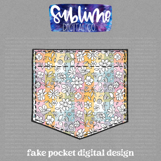 Pastel Floral • Fake Pocket • Instant Download • Sublimation Design