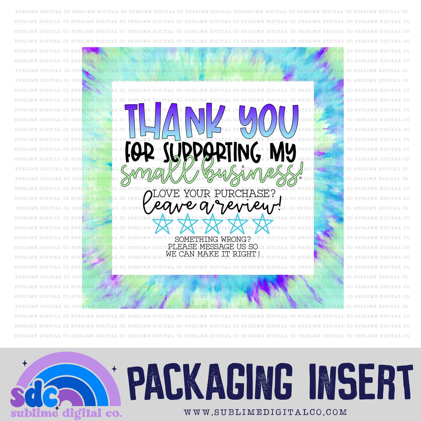 Mermaid Tie Dye 2 Thank You • Leave A Review • Packaging Insert • Instant Download