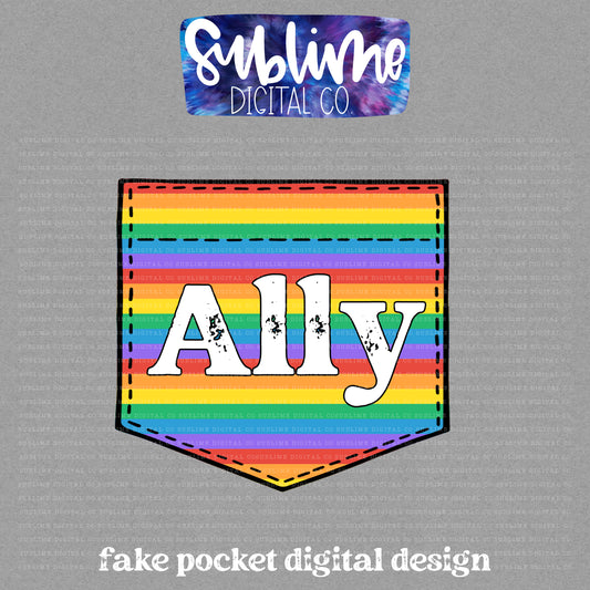 Ally • Pride • Fake Pocket • Instant Download • Sublimation Design