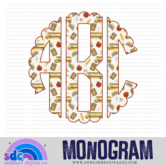 Back to School - Scalloped Monogram | 26 PNG Files | Digital Download