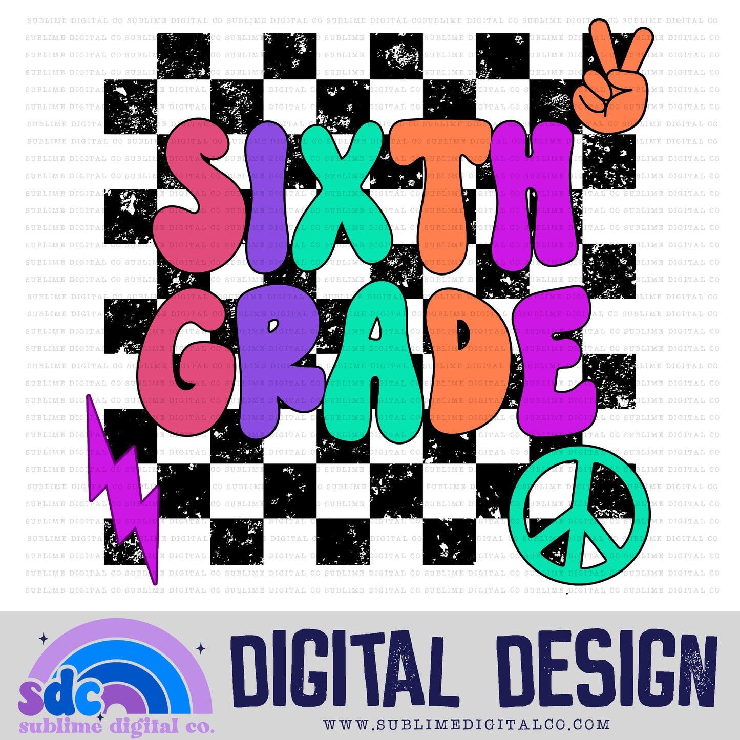 Sixth Grade - Pink/Purple/Orange • School • Instant Download • Sublimation Design