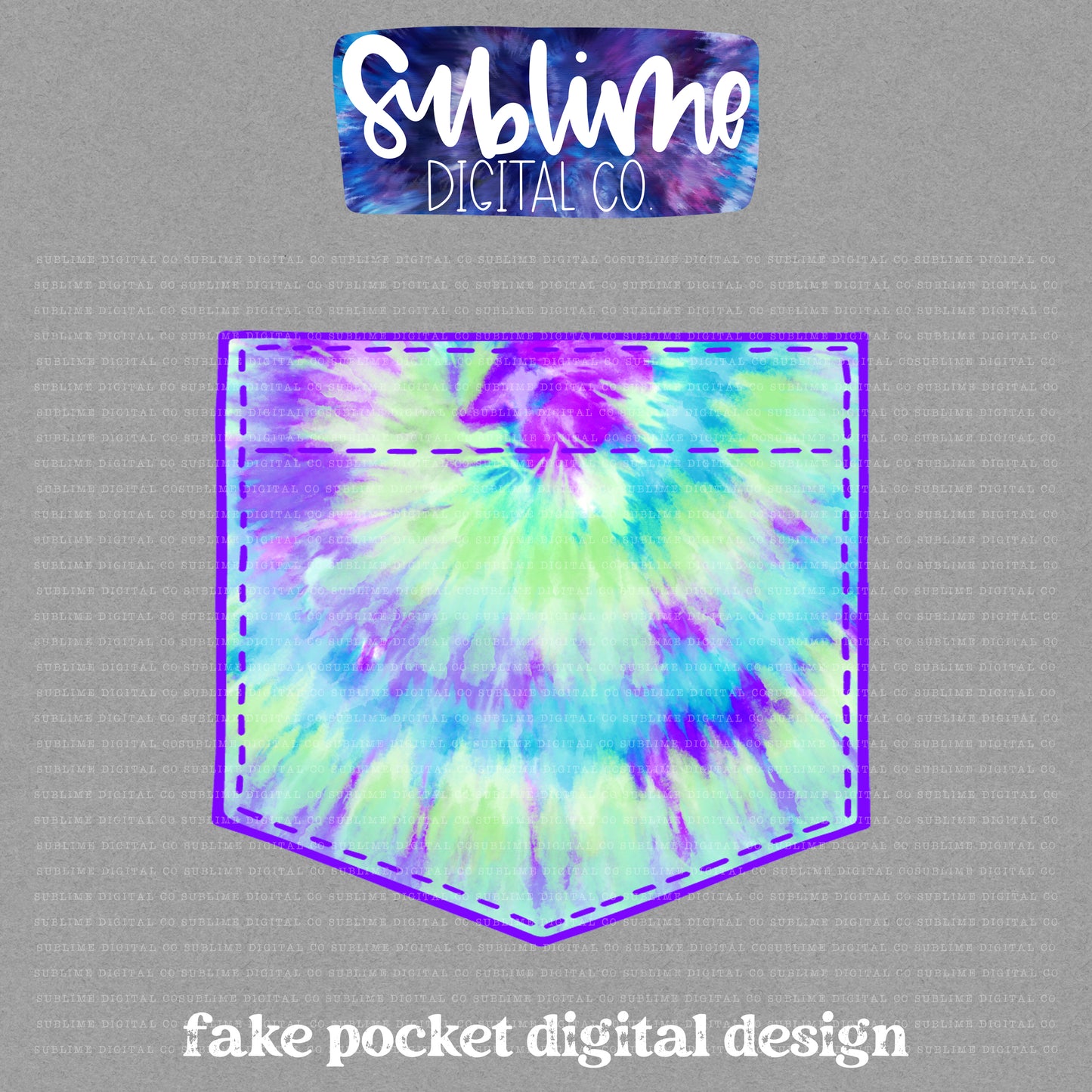 Pastel Blue/Green Tie Dye • Fake Pocket • Instant Download • Sublimation Design