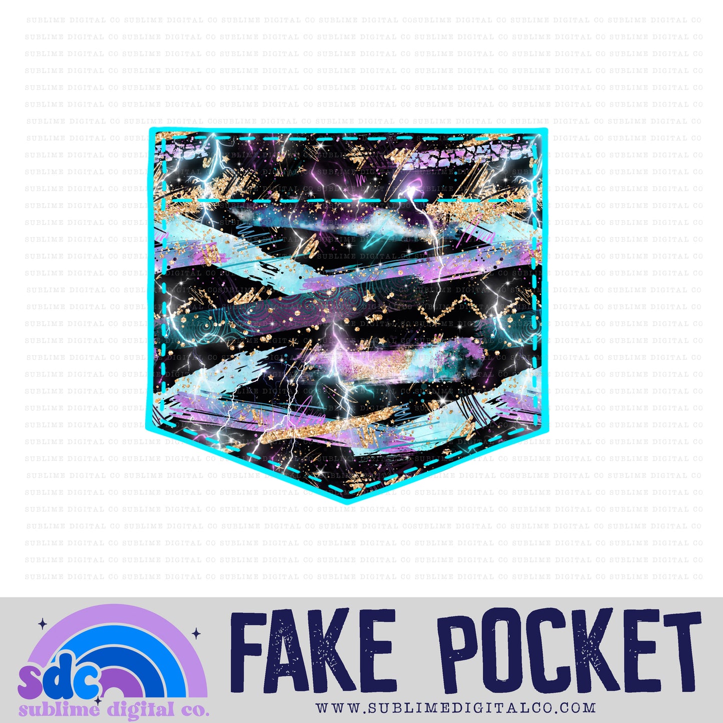 Lightening Abstract • Fake Pocket • Instant Download • Sublimation Design