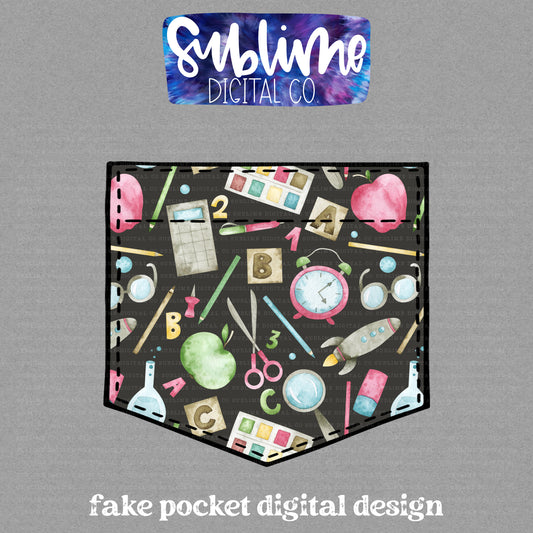 School • Fake Pocket • Instant Download • Sublimation Design