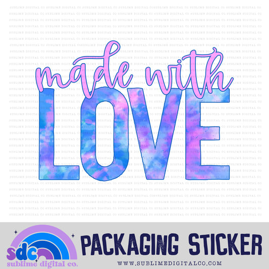 Made with Love - Mermaid Tie Dye | Print + Cut | Small Business Stickers | Digital Download | PNG File