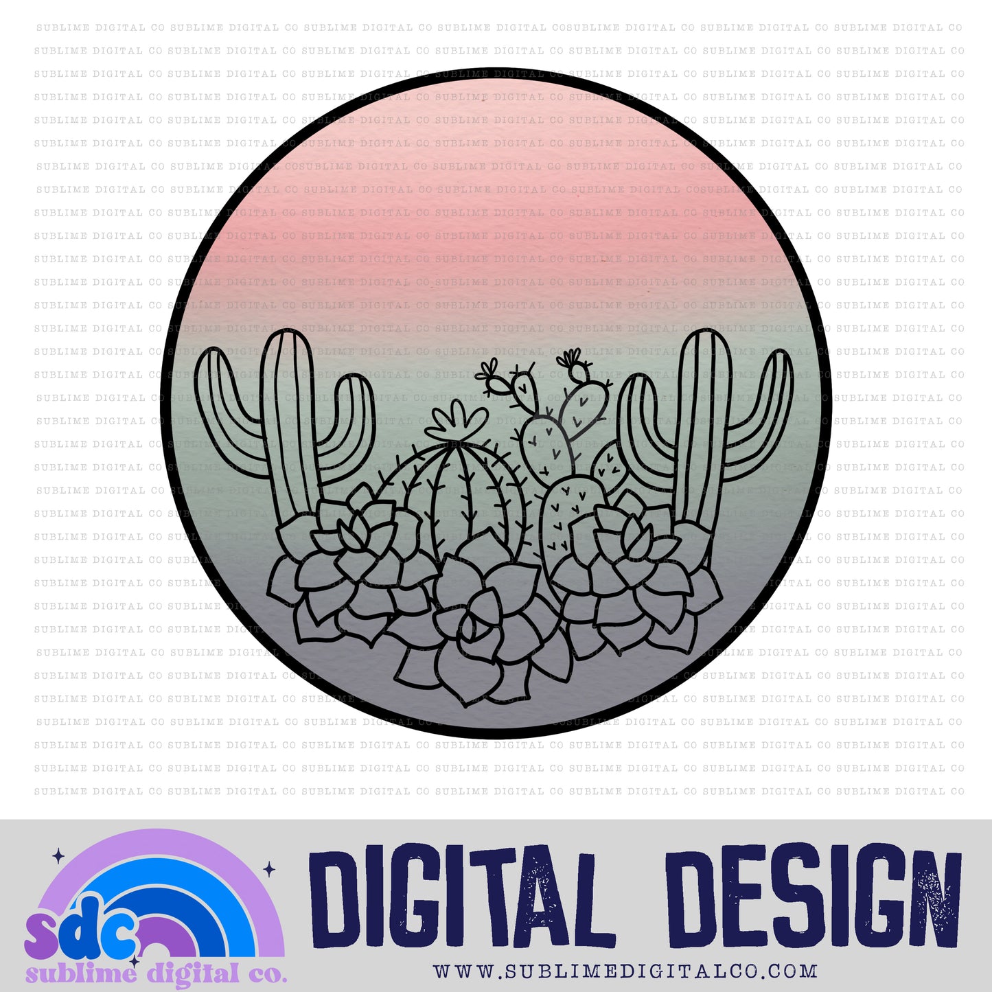 Soft Cacti • Instant Download • Sublimation Design