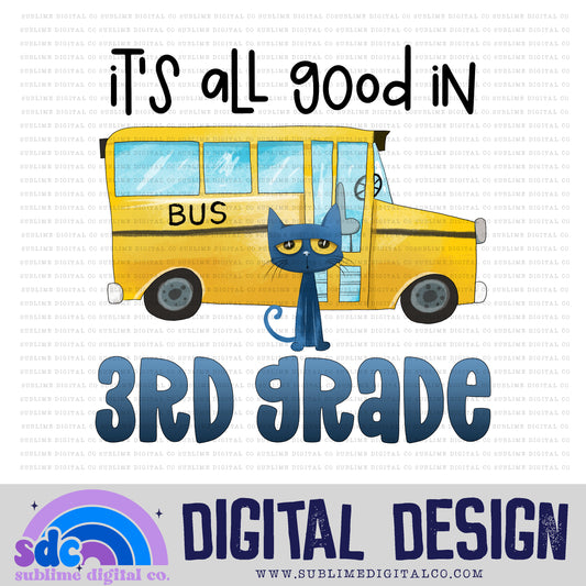 3rd Grade • Blue Cat • Instant Download • Sublimation Design