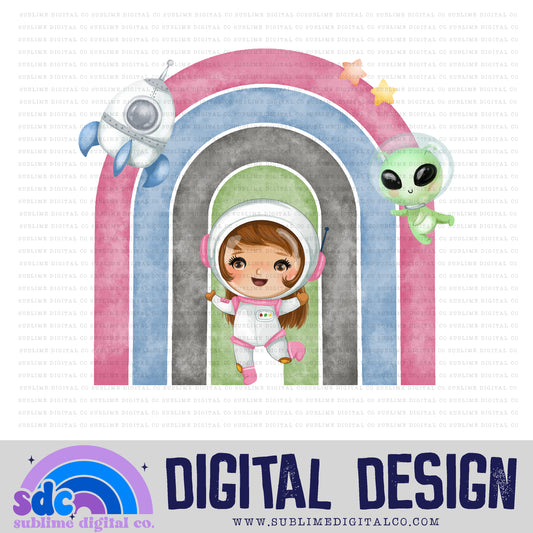 Astronaut Girl • Rainbows • Instant Download • Sublimation Design