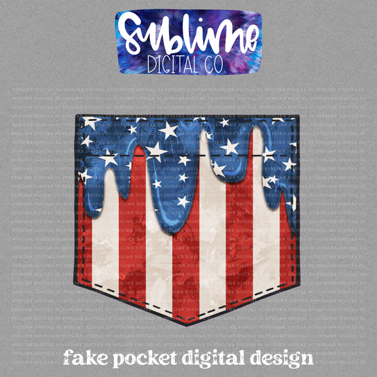 USA Paint Flag • Fake Pocket • Instant Download • Sublimation Design