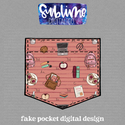 School 2 • Fake Pocket • Instant Download • Sublimation Design