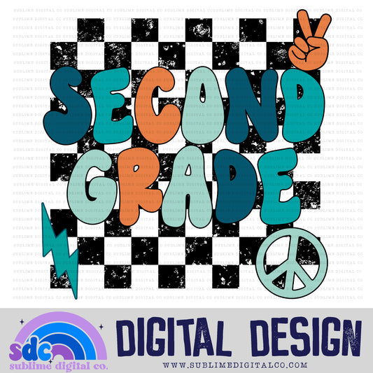 Second Grade - Blue/Orange • School • Instant Download • Sublimation Design