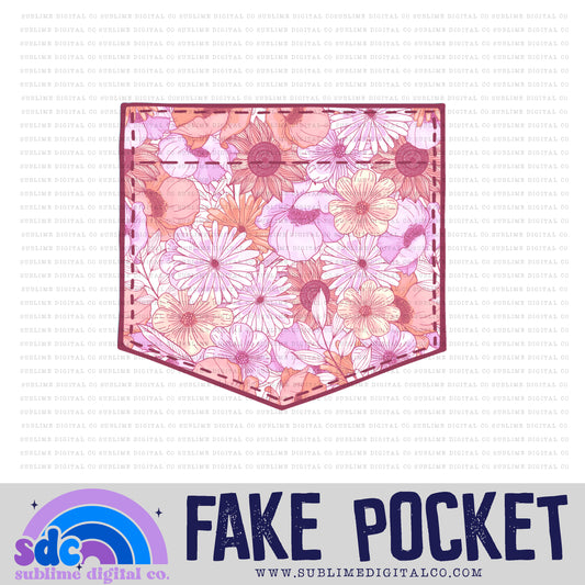Lavender Peach Floral • Fake Pocket • Instant Download • Sublimation Design