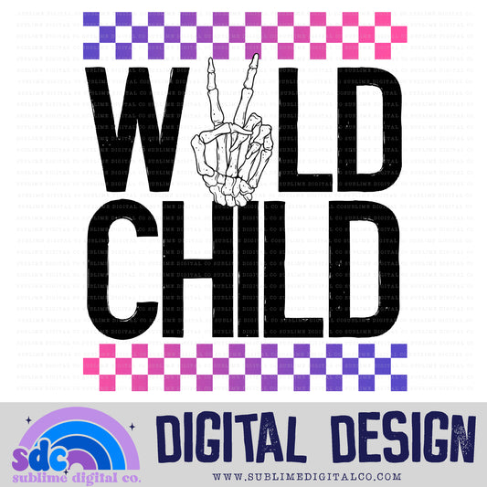 Wild Child - Checkerboard - Pink/Purple • Kids • Instant Download • Sublimation Design