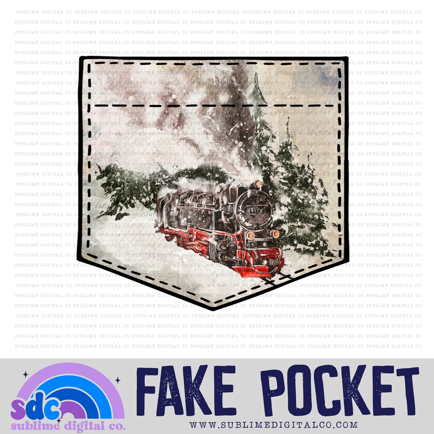 Train • Fake Pocket • Wizards • Instant Download • Sublimation Design