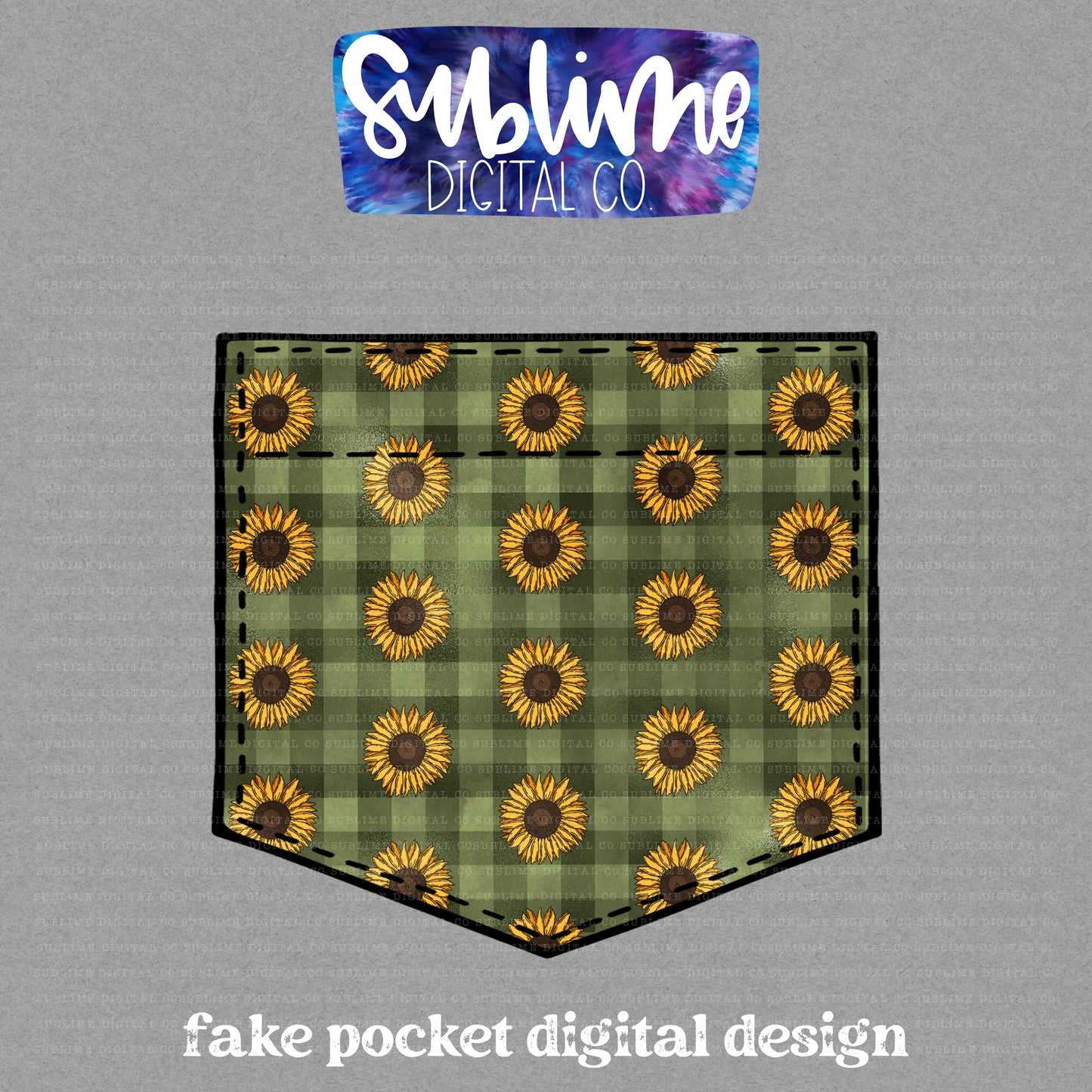 Plaid Sunflowers • Fake Pocket • Instant Download • Sublimation Design