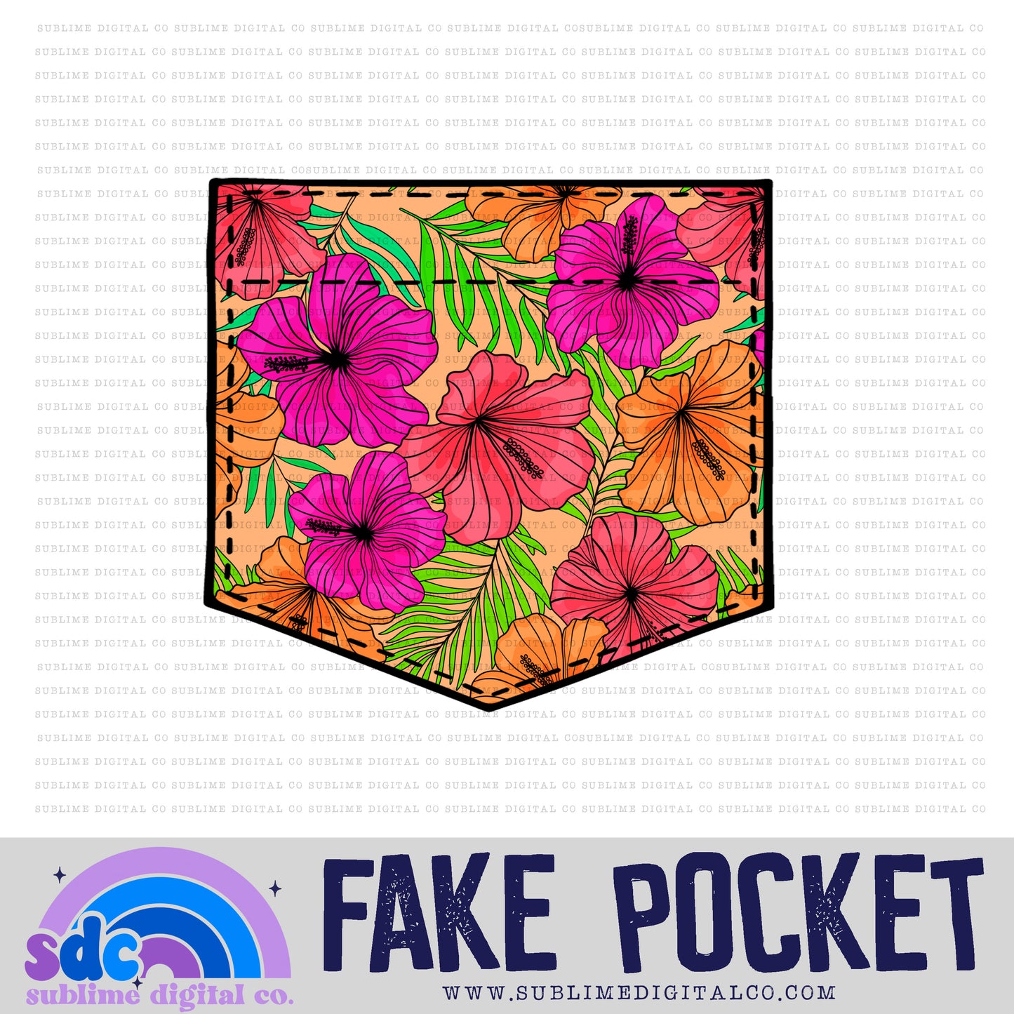 Hibiscus • Fake Pocket • Instant Download • Sublimation Design