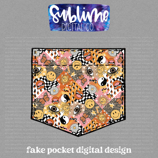 Orange Aesthetic • Fake Pocket • Instant Download • Sublimation Design