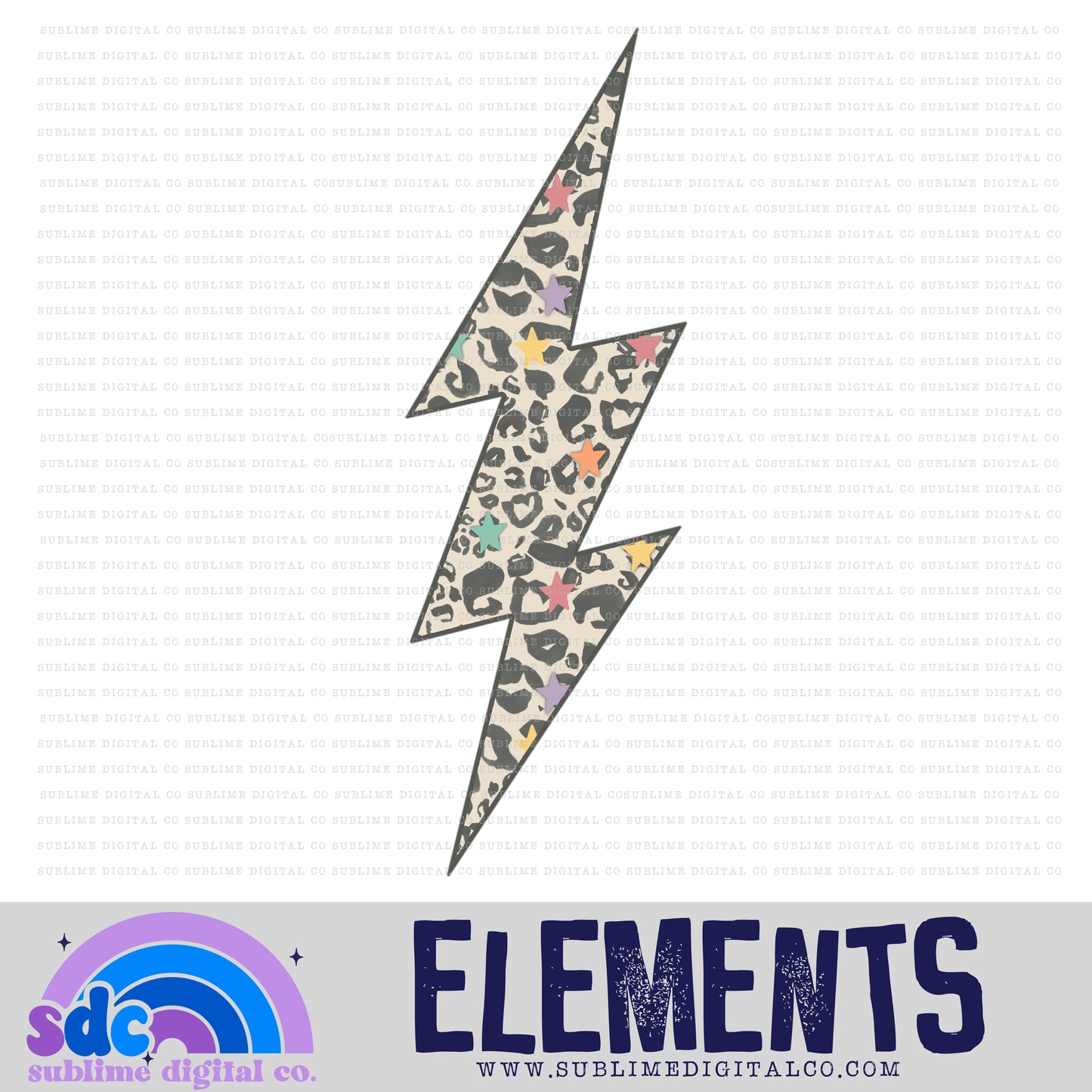 Leopard Stars • Lightening Bolt • Elements • Digital Design • Instant Download • Sublimation