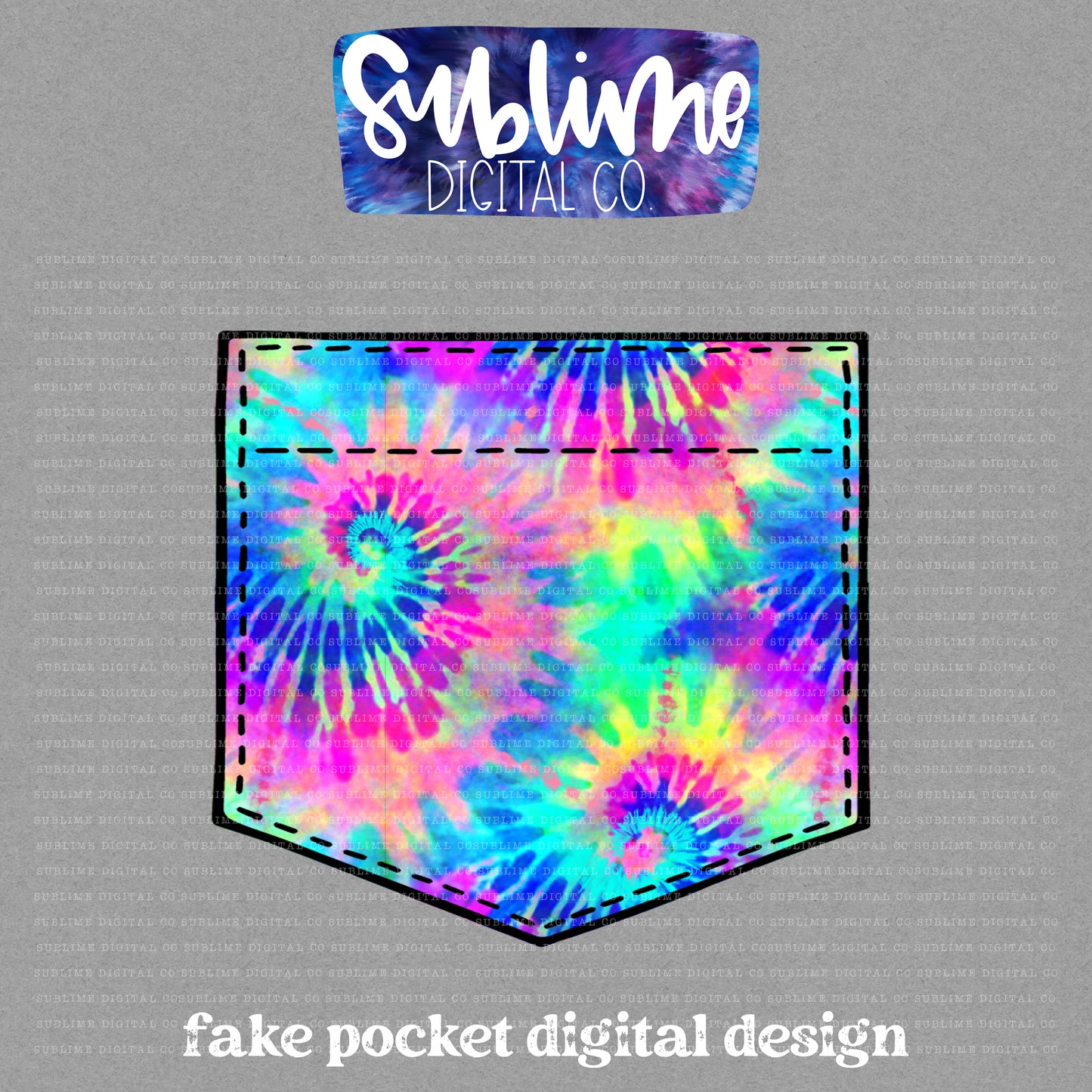 Neon Tie Dye • Fake Pocket • Instant Download • Sublimation Design
