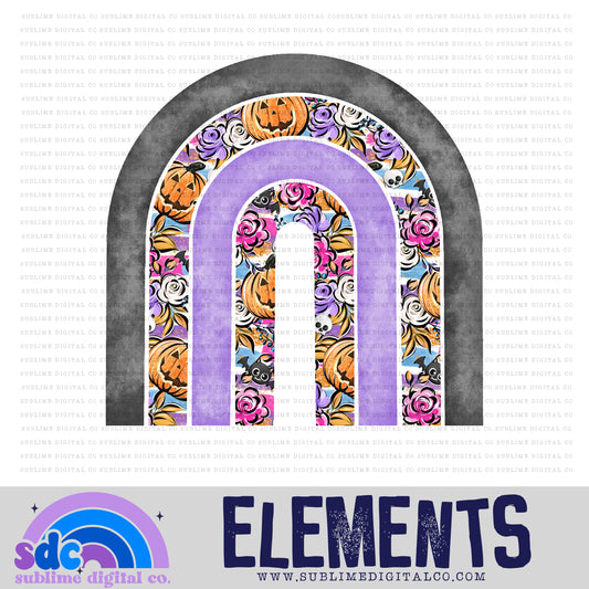 Floral Halloween Pumpkins • Rainbow • Elements • Digital Design • Instant Download • Sublimation