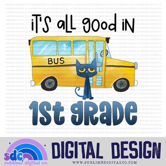 1st Grade • Blue Cat • Instant Download • Sublimation Design