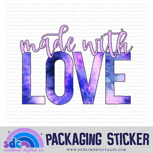 Made with Love - Purple Tie Dye | Print + Cut | Small Business Stickers | Digital Download | PNG File