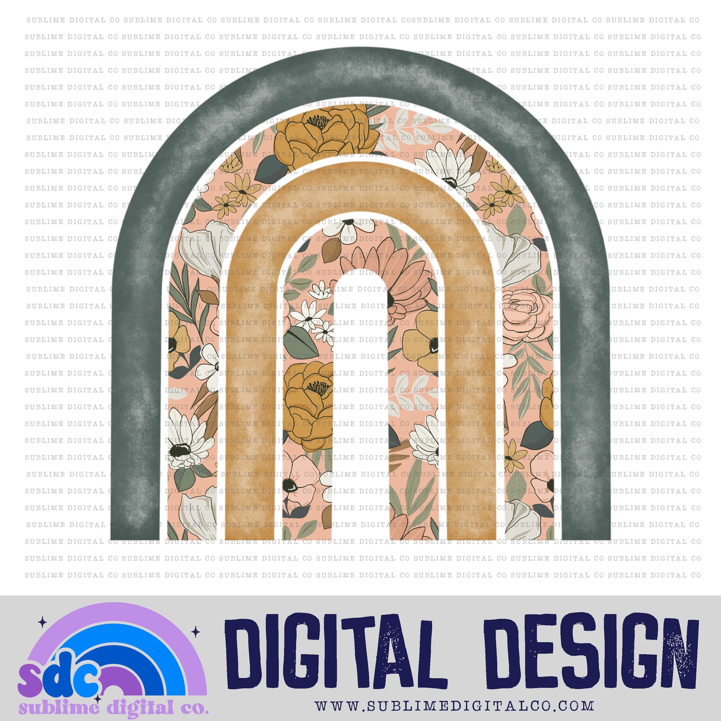 Pink Gold Floral • Rainbow • Elements • Digital Design • Instant Download • Sublimation