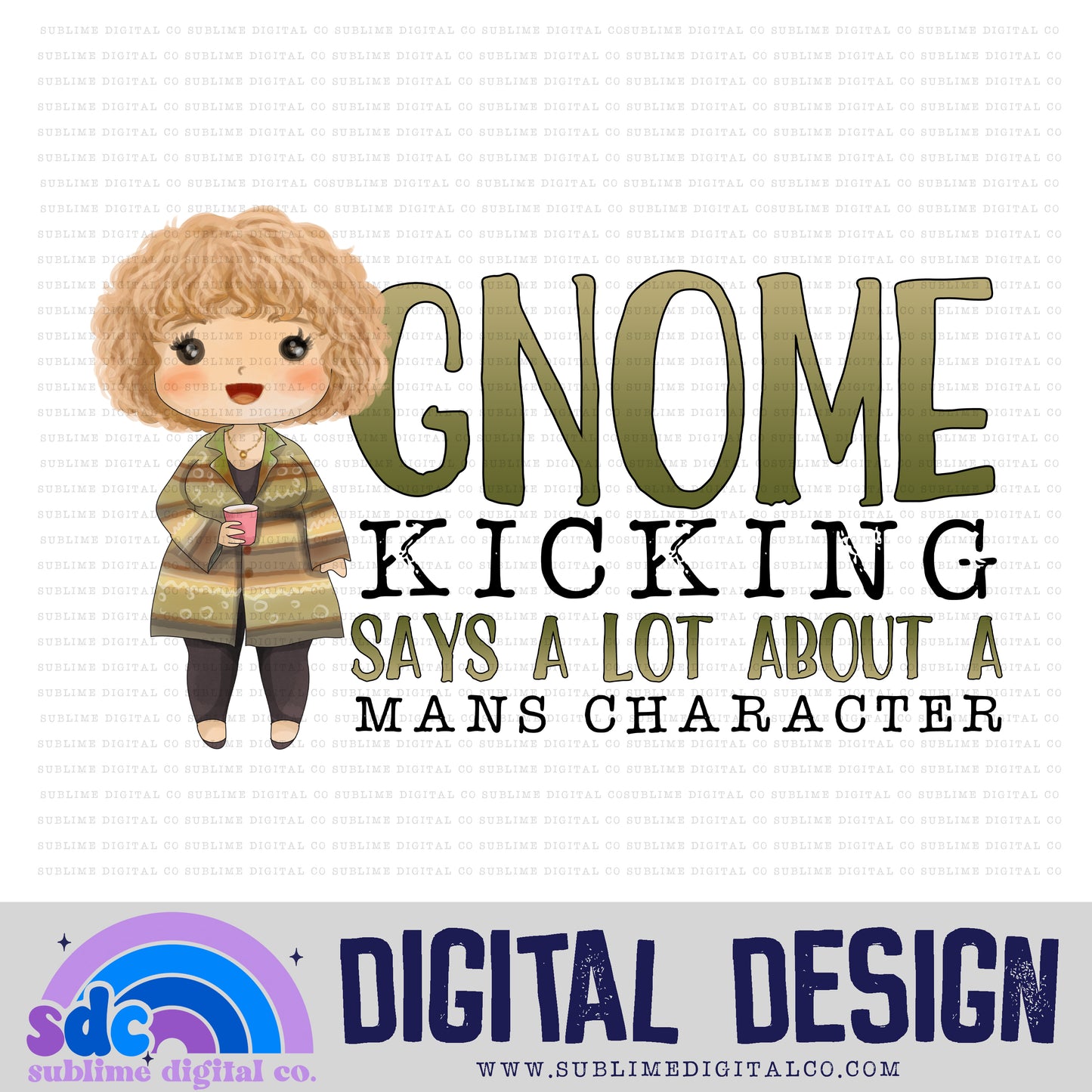 Gnome Kicking • Mom & Daughter • Instant Download • Sublimation Design