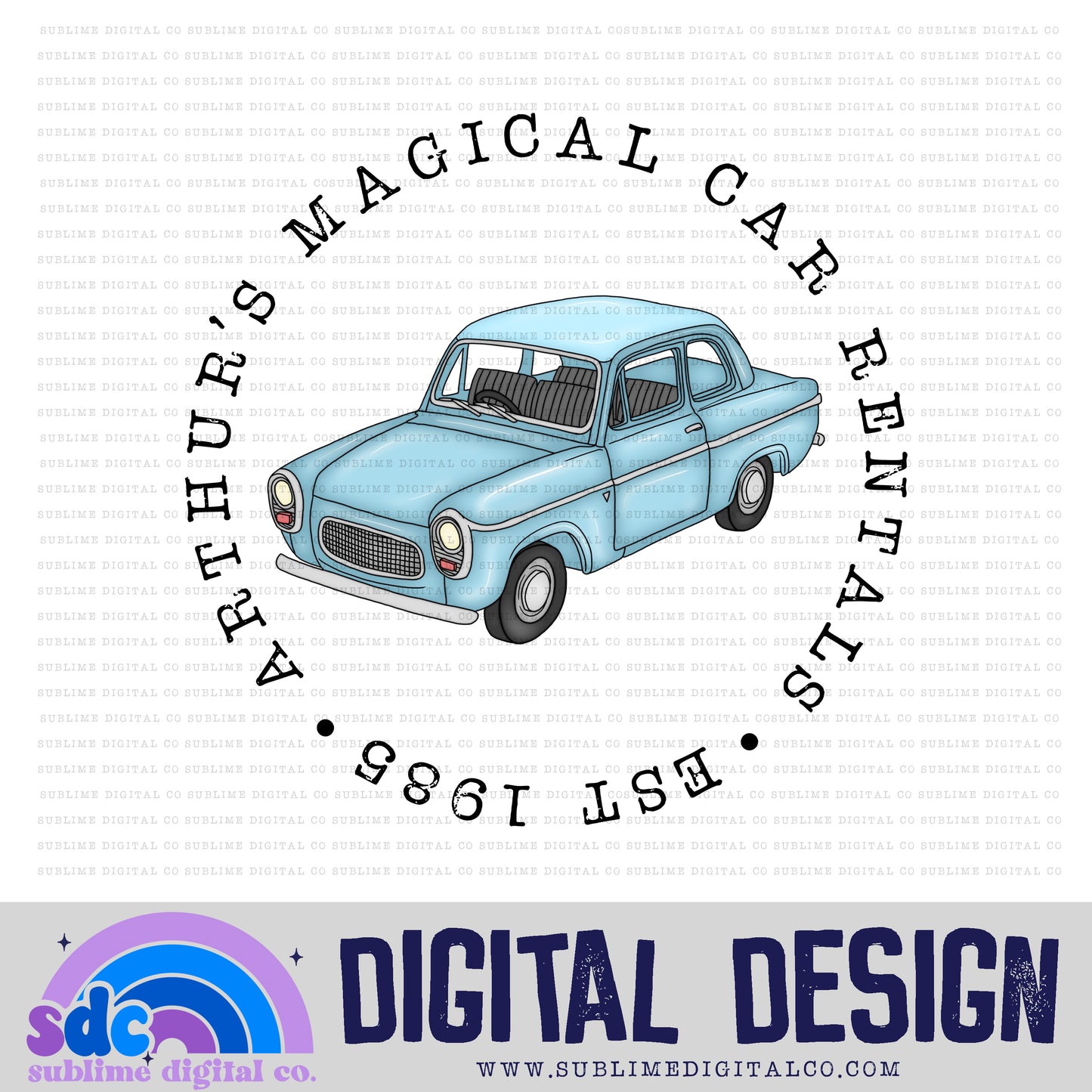 Magical Car Rentals • Wizard • Instant Download • Sublimation Design
