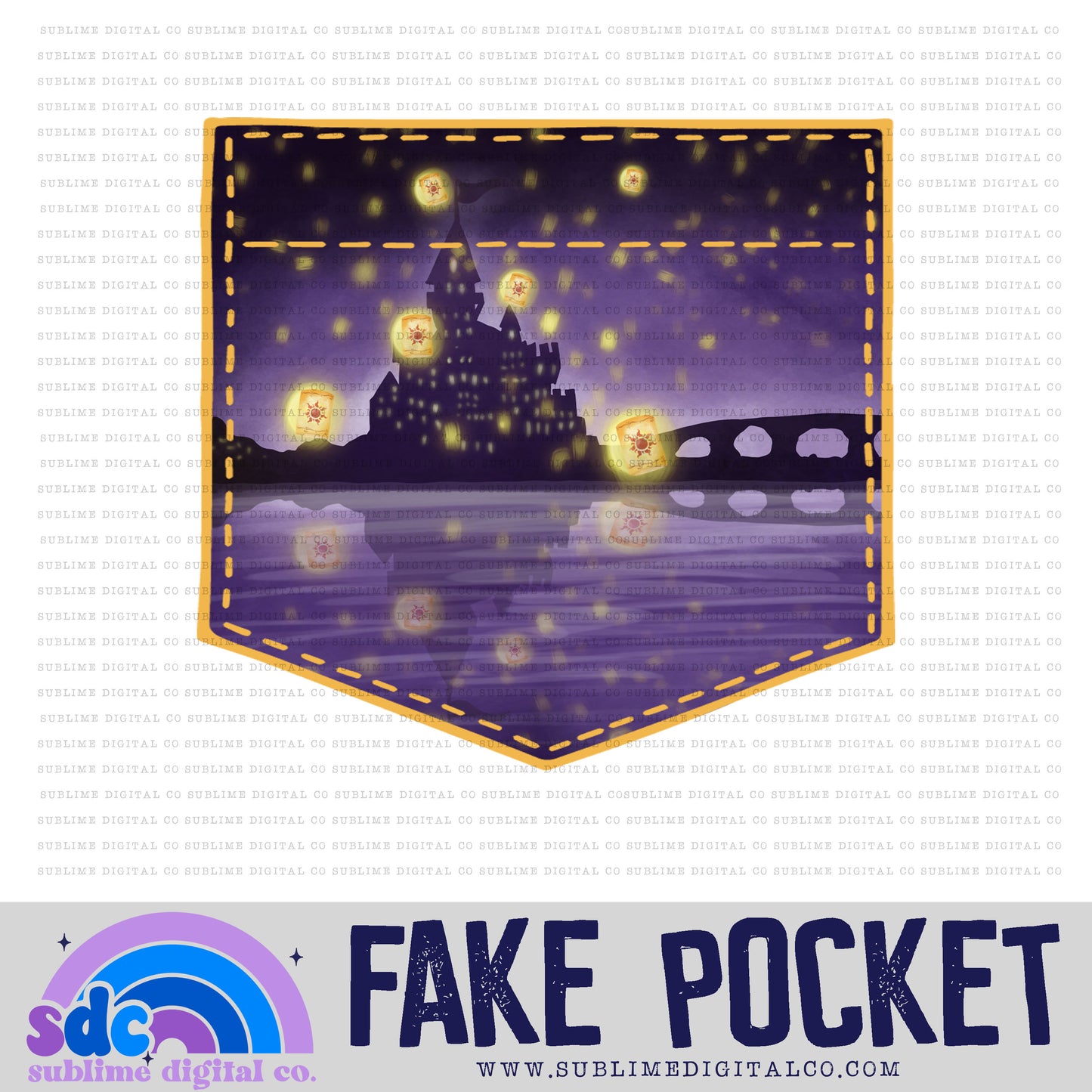 Lights • Fake Pocket • Tower Princess • Instant Download • Sublimation Design