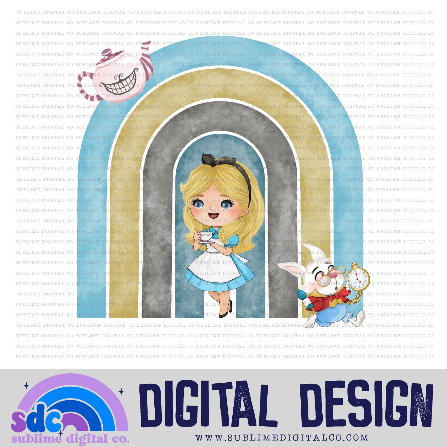 Tea Cup Girl • Rainbows • Instant Download • Sublimation Design