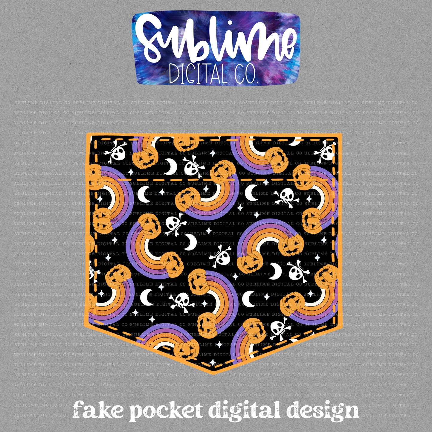 Rainbow Pumpkins • Fake Pocket • Instant Download • Sublimation Design