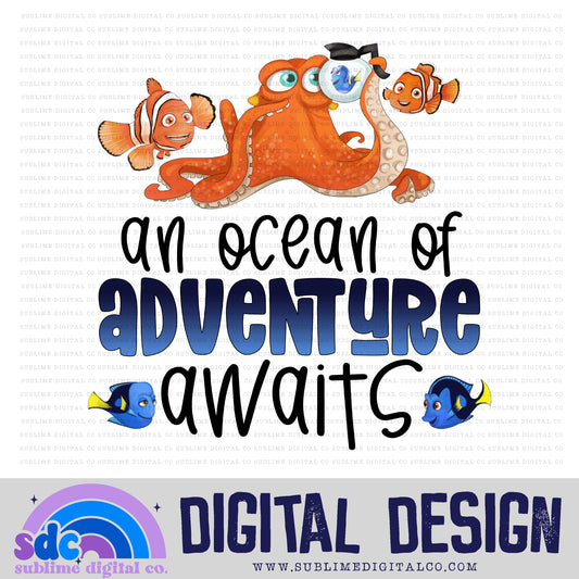 Adventure Awaits • Sea Life • Instant Download • Sublimation Design