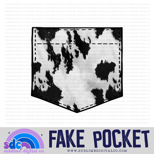 Black & White Cow Print • Fake Pocket • Instant Download • Sublimation Design