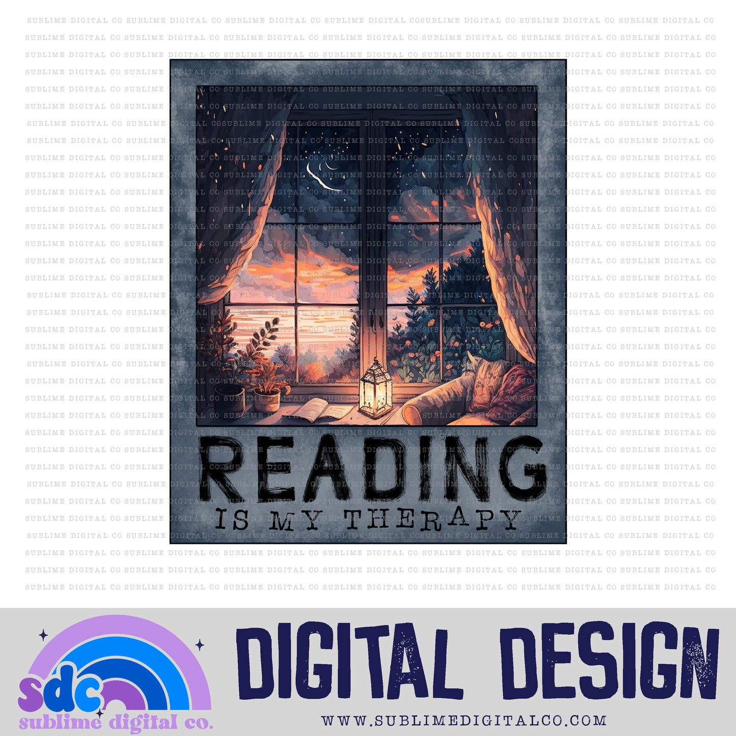 Reading is my Therpay • Books • Instant Download • Sublimation Design