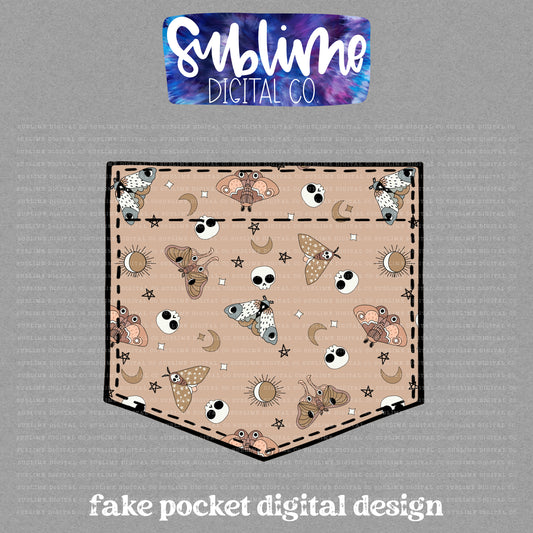 Moth Skulls • Fake Pocket • Instant Download • Sublimation Design