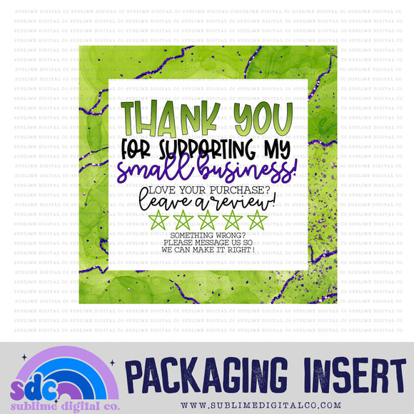 Green & Purple Halloween Thank You • Leave A Review • Packaging Insert • Instant Download