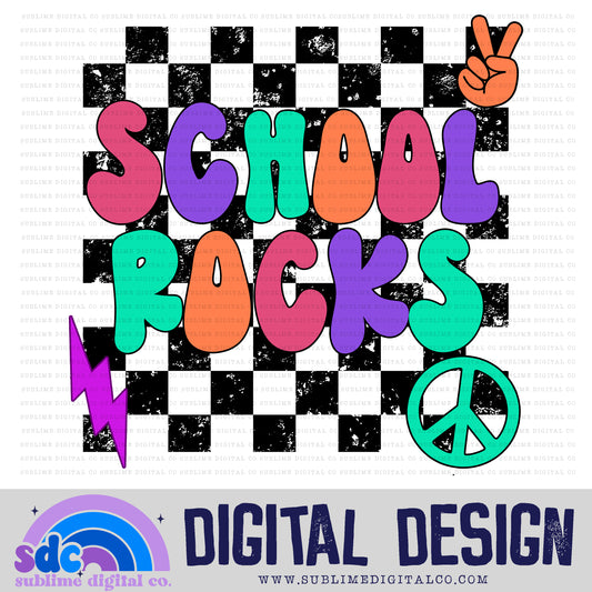 School Rocks - Pink/Purple/Orange • School • Instant Download • Sublimation Design
