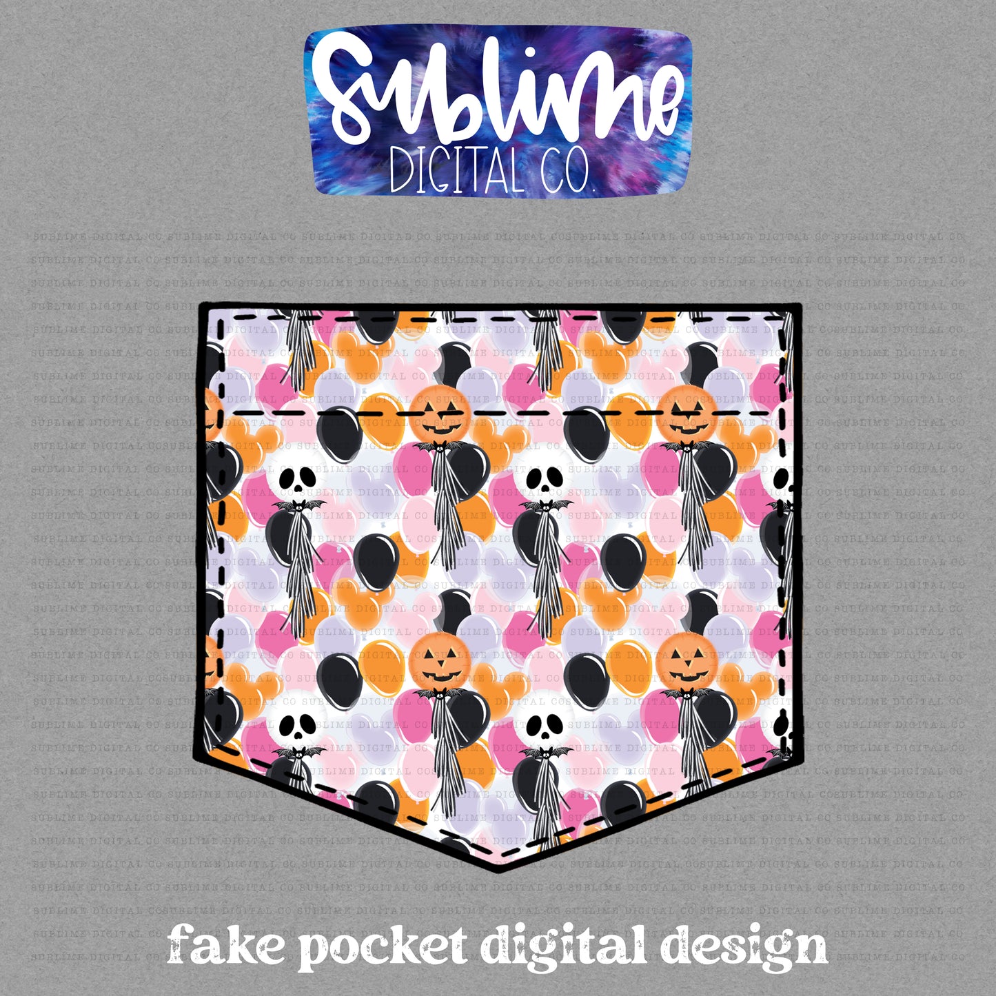 Halloween Mouse Balloons • Fake Pocket • Instant Download • Sublimation Design