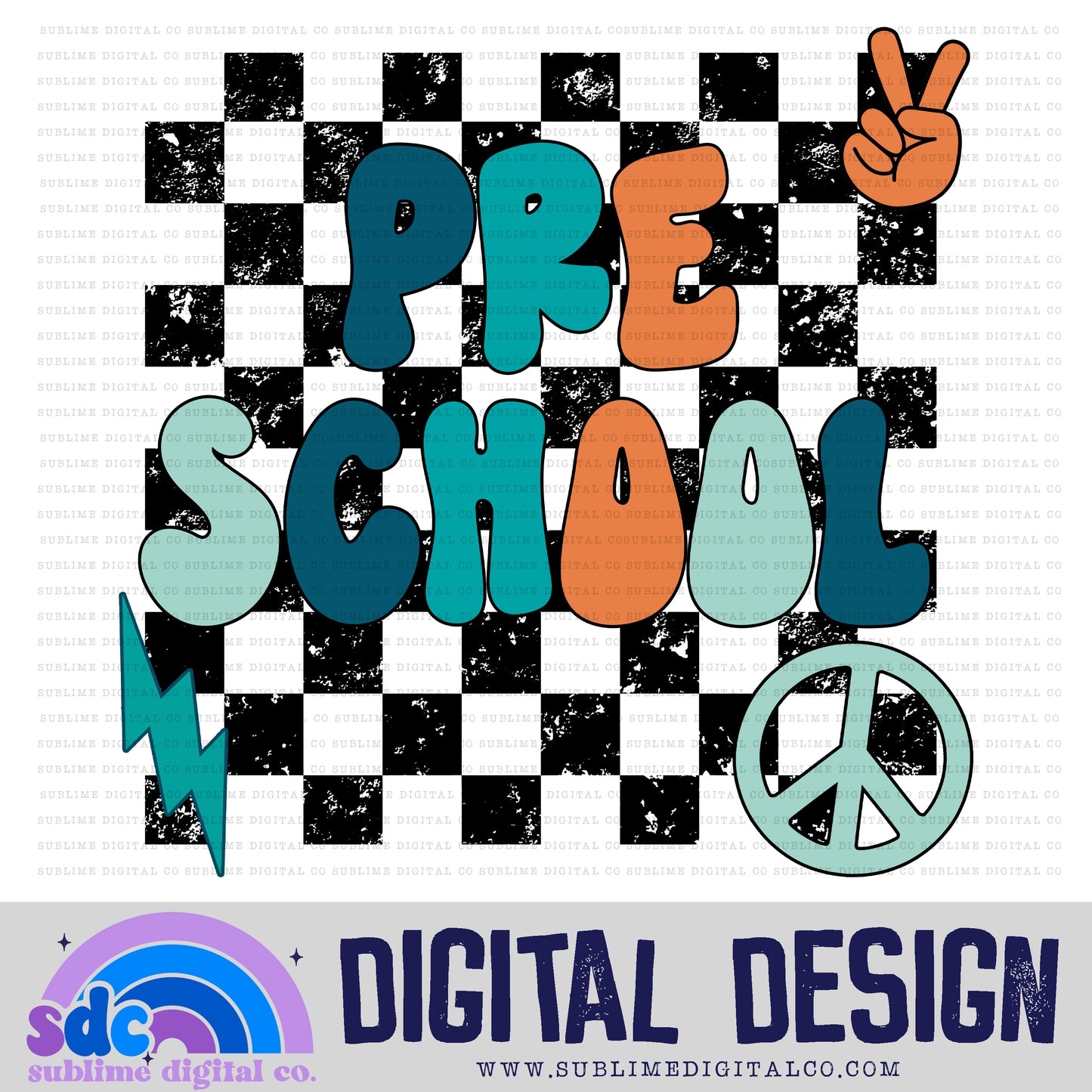 Preschool - Blue/Orange • School • Instant Download • Sublimation Design