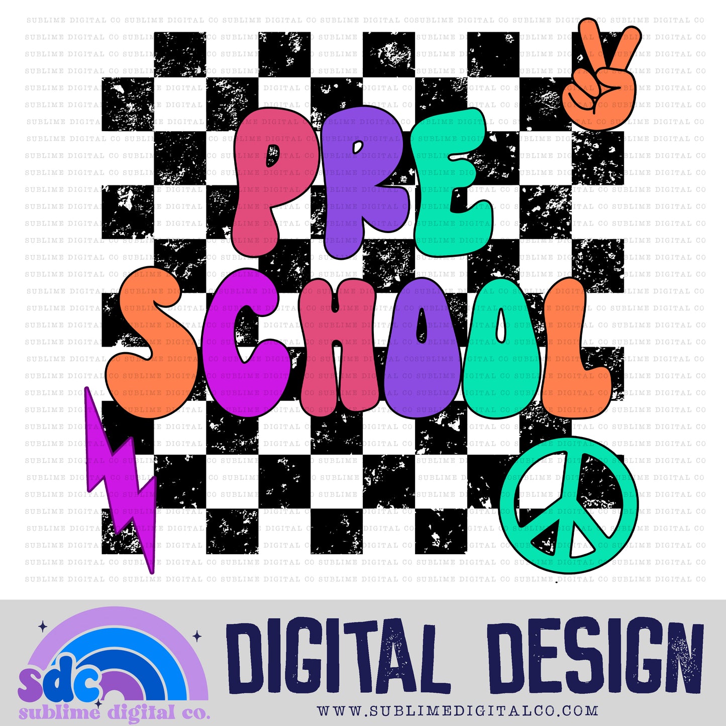 Preschool - Pink/Purple/Orange • School • Instant Download • Sublimation Design