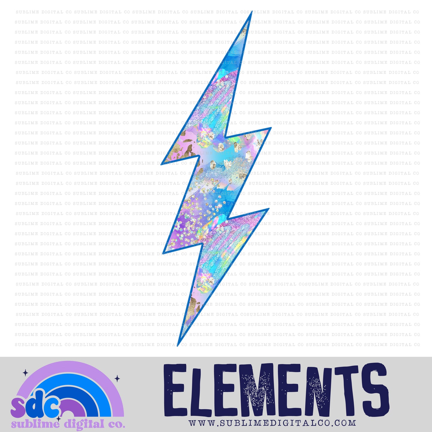 Holographic 2 • Lightening Bolt • Elements • Digital Design • Instant Download • Sublimation