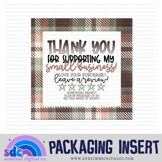 Fall Plaid Thank You • Leave A Review • Packaging Insert • Instant Download