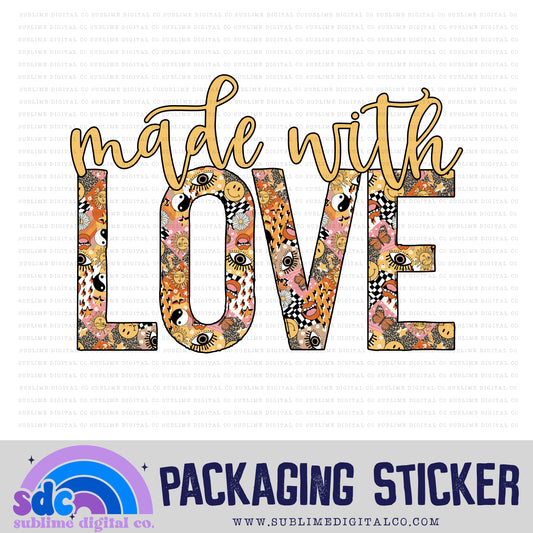 Made with Love - Orange Aesthetic | Print + Cut | Small Business Stickers | Digital Download | PNG File