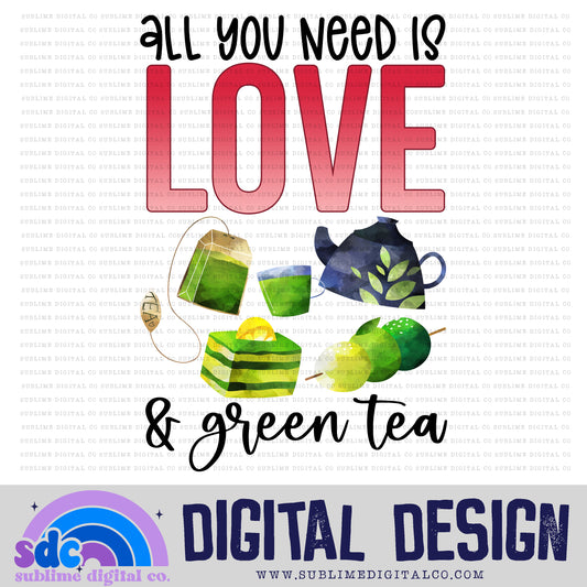 Love & Green Tea | Valentine's Day | Sublimation Design | Instant Download | PNG File