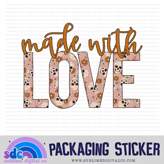 Made with Love - Floral Skull | Print + Cut | Small Business Stickers | Digital Download | PNG File