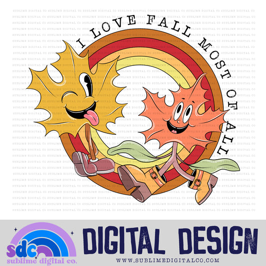 I Love Fall Most of All • Fall/Autumn • Retro Characters • Instant Download • Sublimation Design